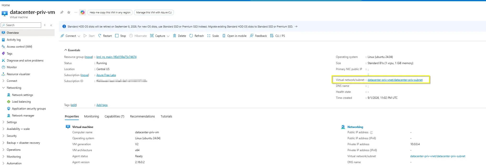 Azure VM Private Interface Configuration